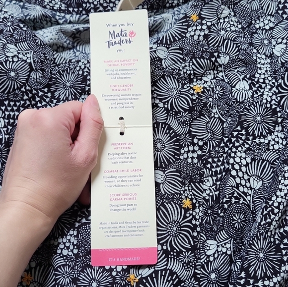 NWT! Mata Traders Floral Black and White with Orange Embroidery Dress! Small! - Picture 8 of 13